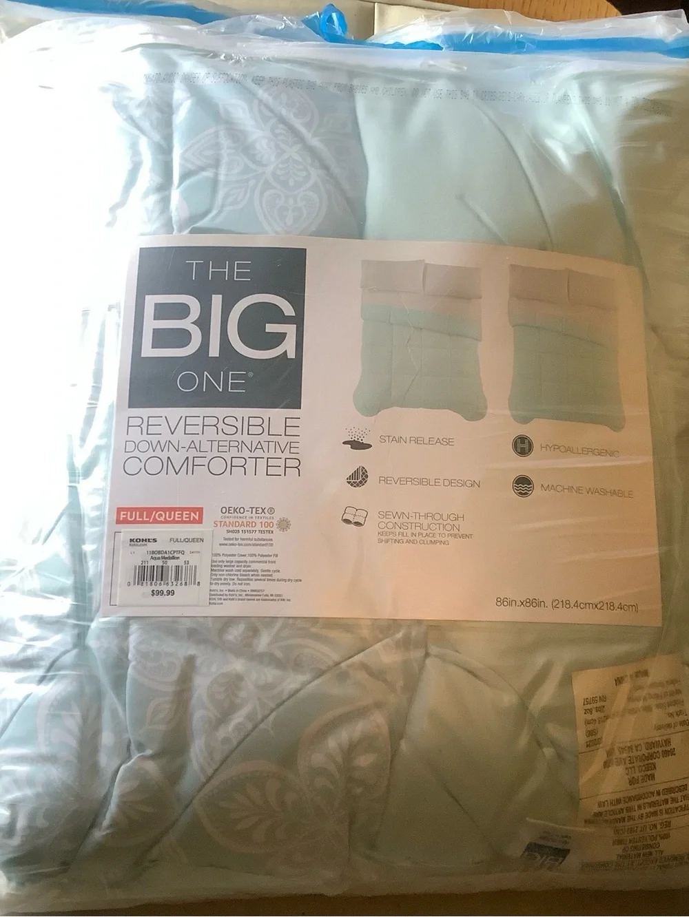 NWTs Gorgeous Comforter Full/ Queen AQUA Green Floral Design The Big One was $99